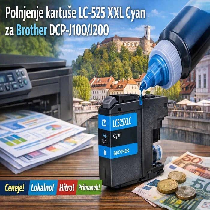 Polnjenje kartuše LC-525 XXL Cyan za Brother DCP-J100/J200